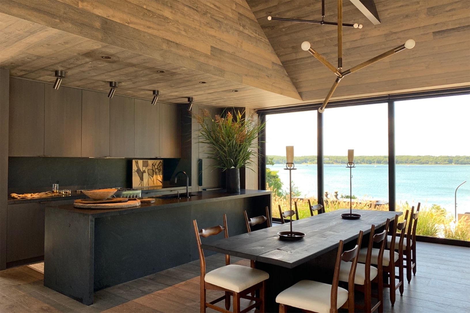 Great room open to the harbor