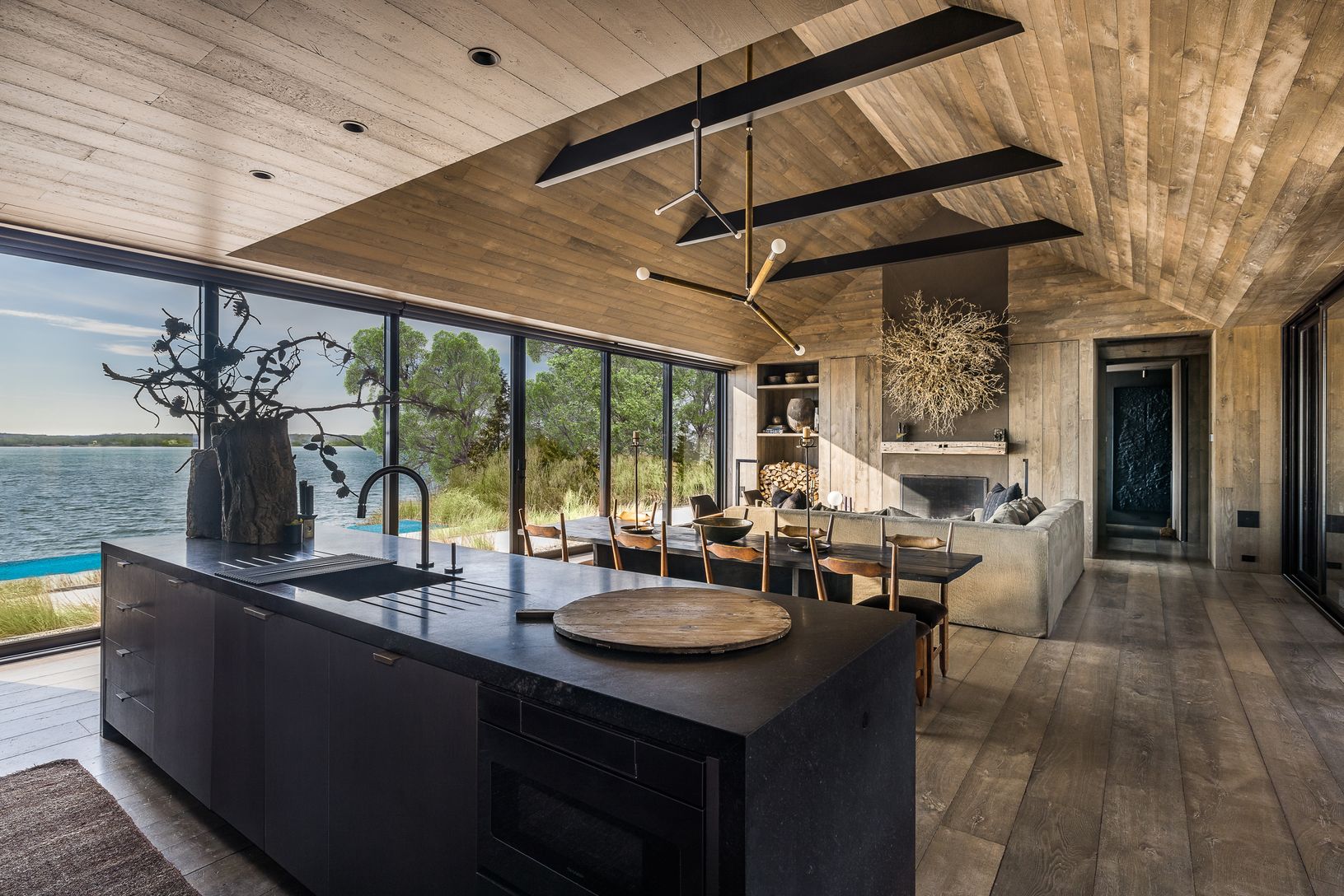 Black soapstone kitchen and island