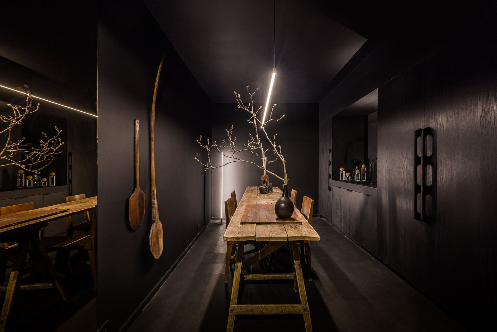 Black bourbon dining room